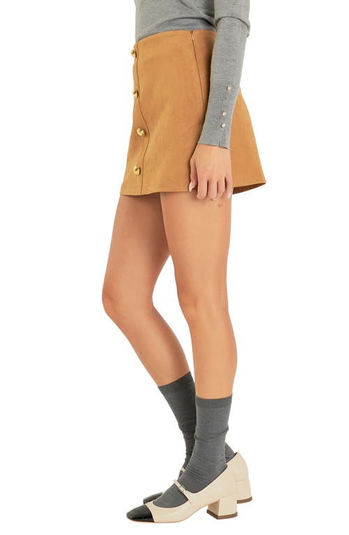 English Factory Faux Suede Miniskort In Camel