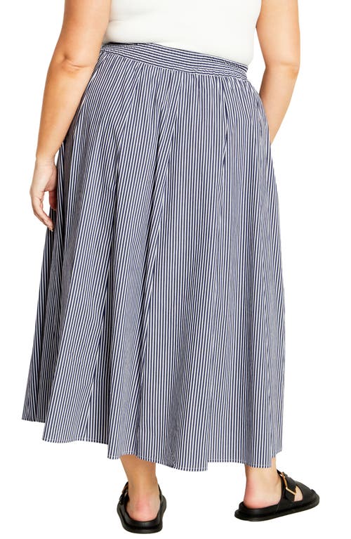 Shop City Chic Skylight Button Front Skirt In Navy/white