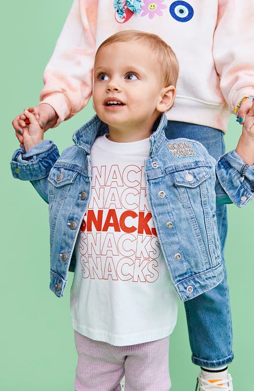 Shop Little Chicken Kids' Snacks Graphic T-shirt In White And Red