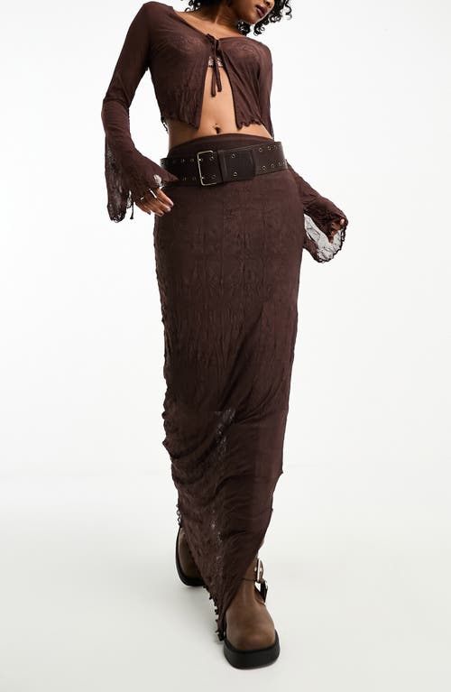 Textured Maxi Skirt in Brown