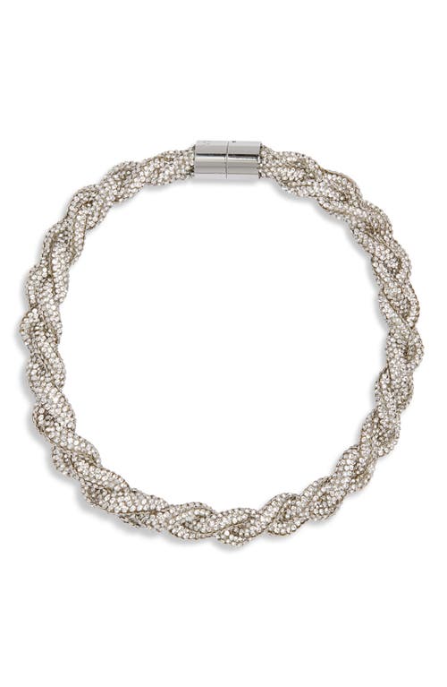 Shop Isabel Marant Yua Crystal Braid Necklace In Transparent/silver