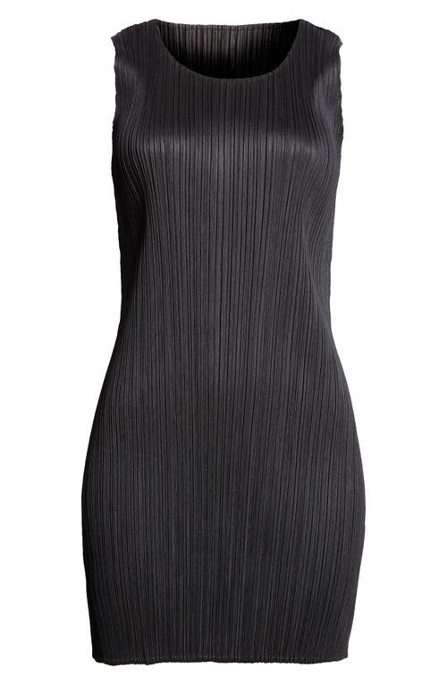 Issey Miyake Basic Mini Pleats Black Dress In Black