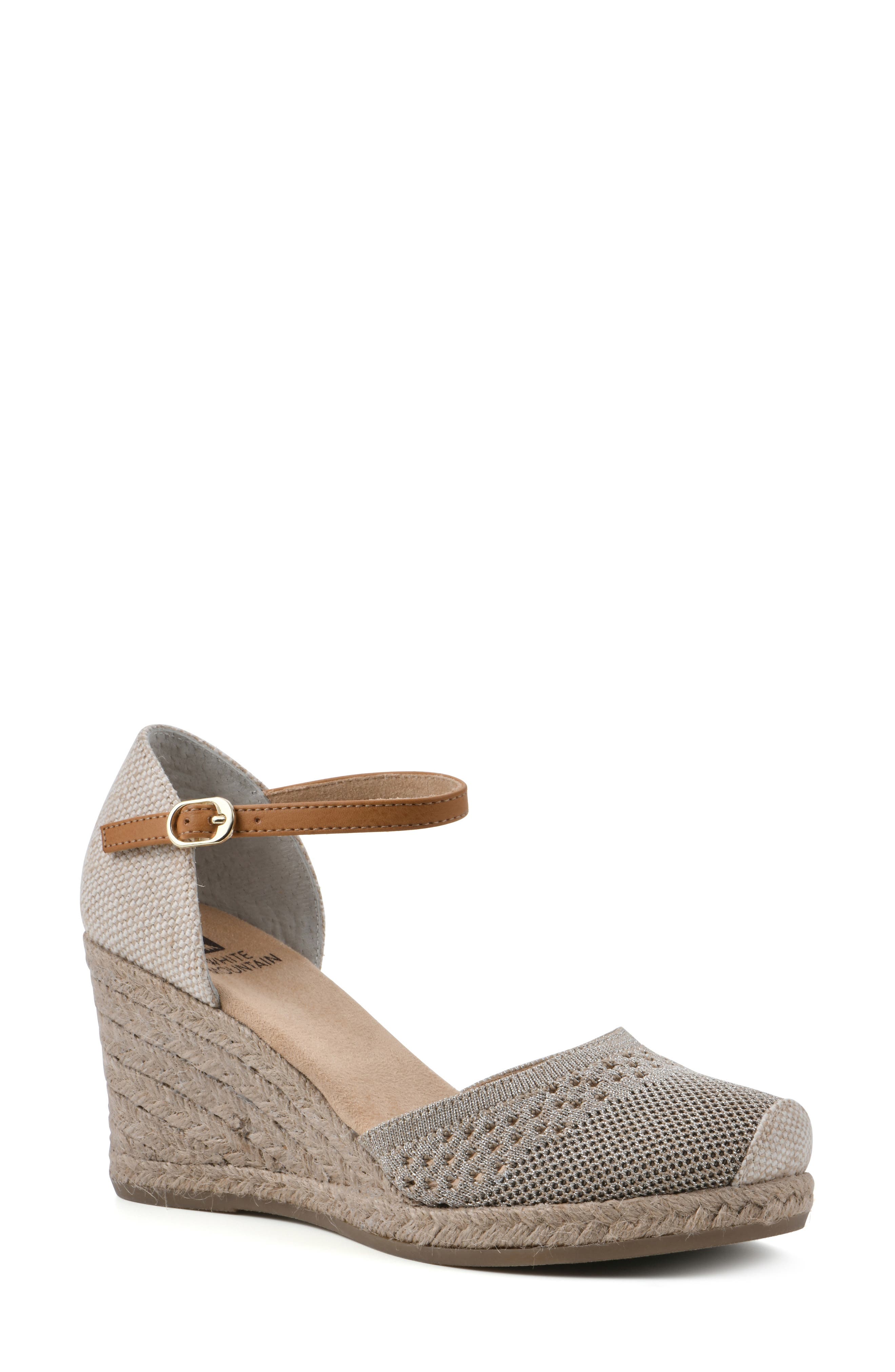 white mountain gold wedge sandals