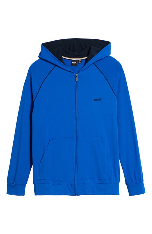 Shop Hugo Boss Boss Mix Match Zip Hoodie In Bright Blue