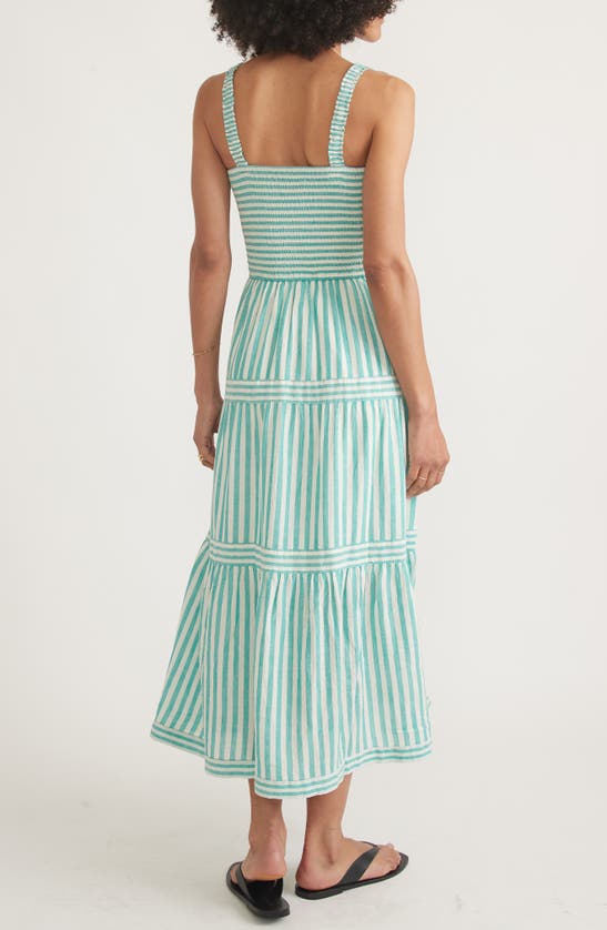 MARINE LAYER MARINE LAYER SELENE STRIPE SMOCKED TIERED MIDI SUNDRESS