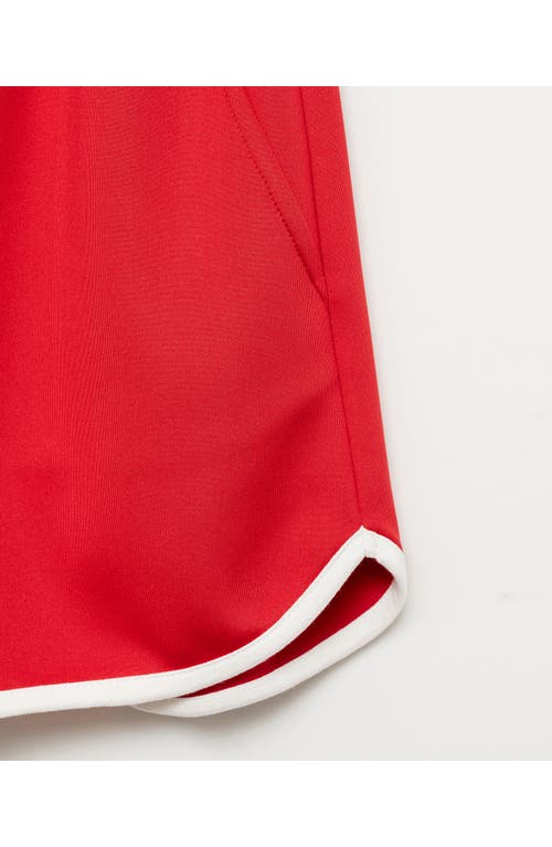 Shop Mango Contrast Trim Dolphin Hem Shorts In Intense Red