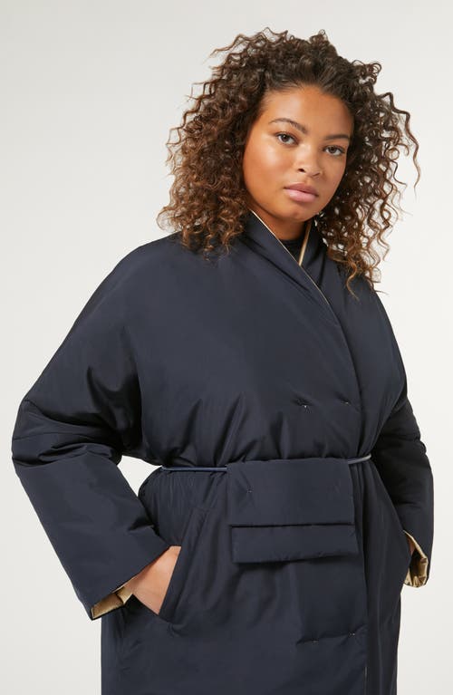 Shop Marina Rinaldi Rugiada Reversible Insulated Jacket In Midnight Blue