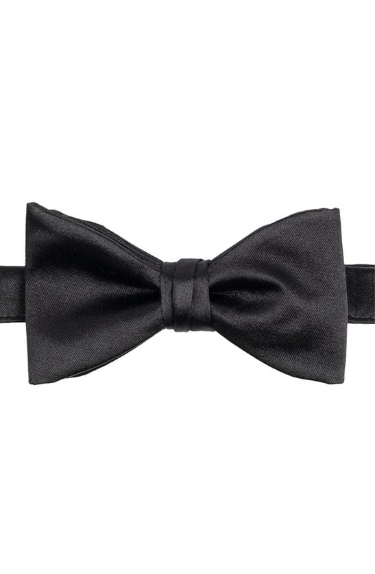 Brooklyn Brigade Solid Satin Pre-tied Bow Tie In Black