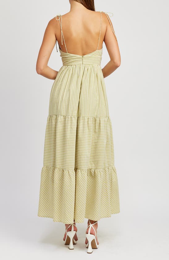 Shop En Saison Amara Stripe Cotton Blend Maxi Dress In Spring Green