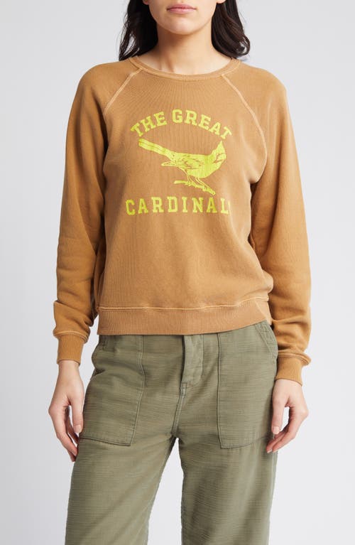 The GREAT. Shrunken Bird Cotton Graphic Sweatshirt Washed Suntan at Nordstrom,