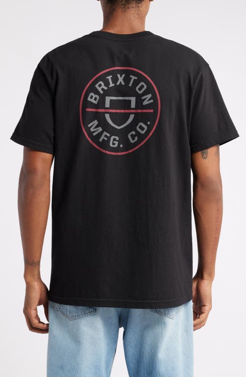 Shop Brixton Crest Ii Graphic T-shirt In Black/charcoal/mahogany