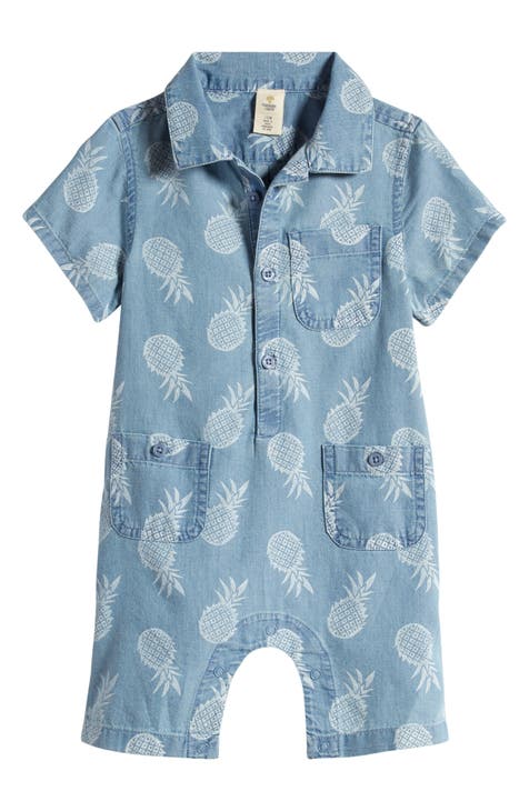 Print Cotton Denim Pocket Romper (Baby)