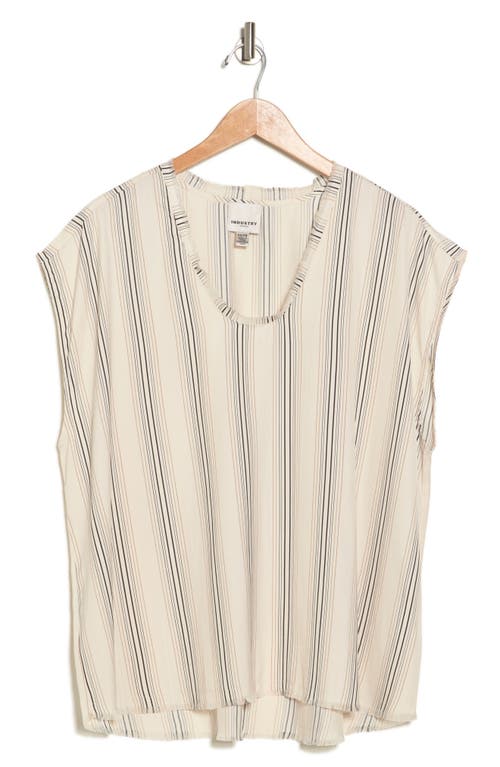 Shop Industry Republic Clothing Sleeveless Raw Edge T-shirt In Cream/black/brown Stripe