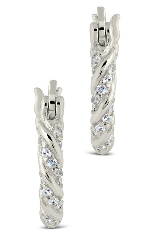 Sterling Forever Ruthie Cubic Zirconia Twisted Huggie Hoop Earrings In Silver