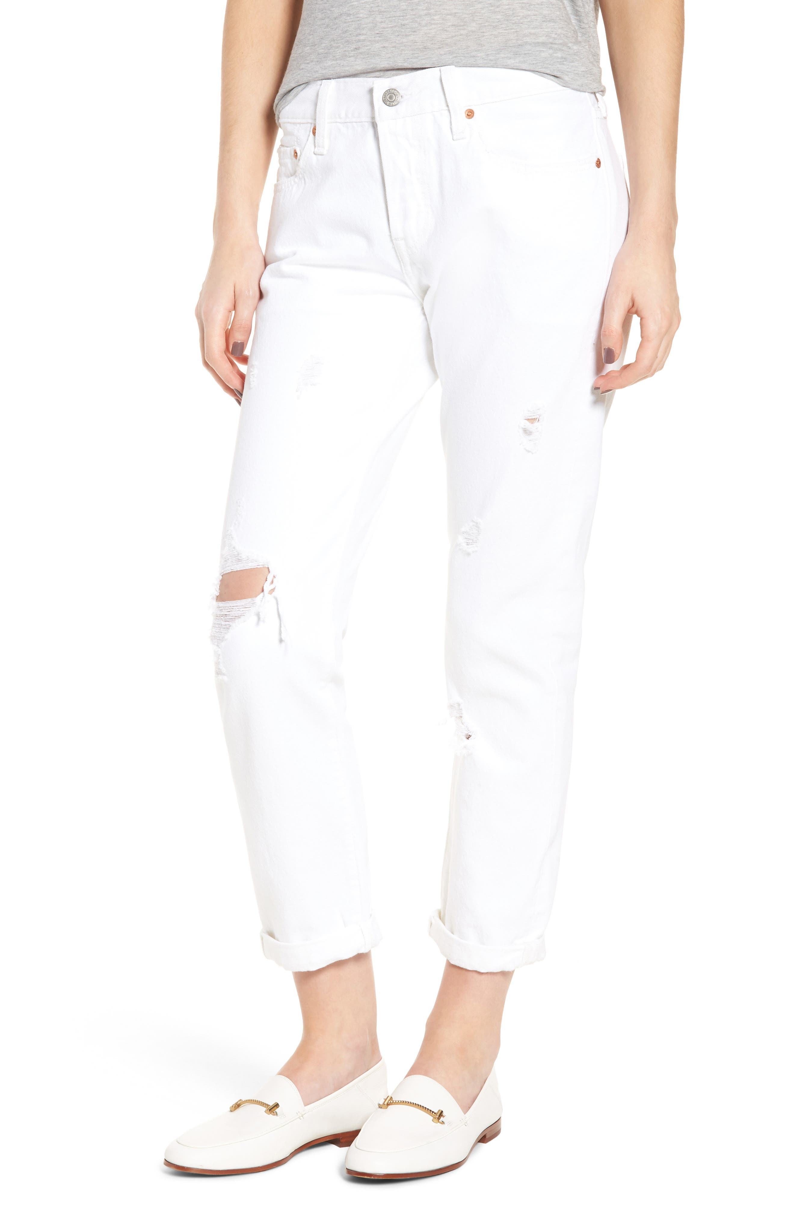 Levi's® 501® Ripped Taper Jeans (White 