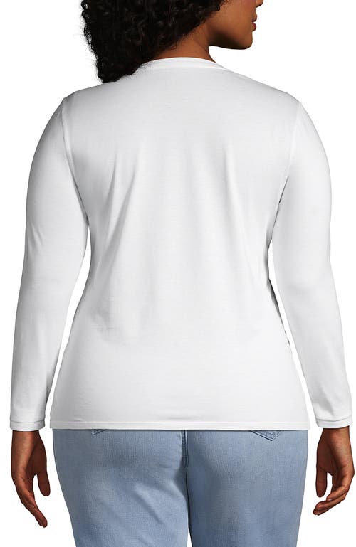 Shop Lands' End Plus Size Relaxed Supima Cotton Long Sleeve Crew Neck T-shirt In White