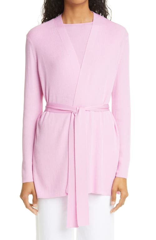 Lafayette 148 New York Belted Rib Cardigan in Dahlia 