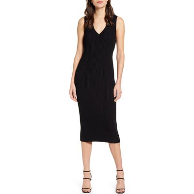 Chelsea28 Sparkle Knit Sleeveless Midi Sweater Dress, Black