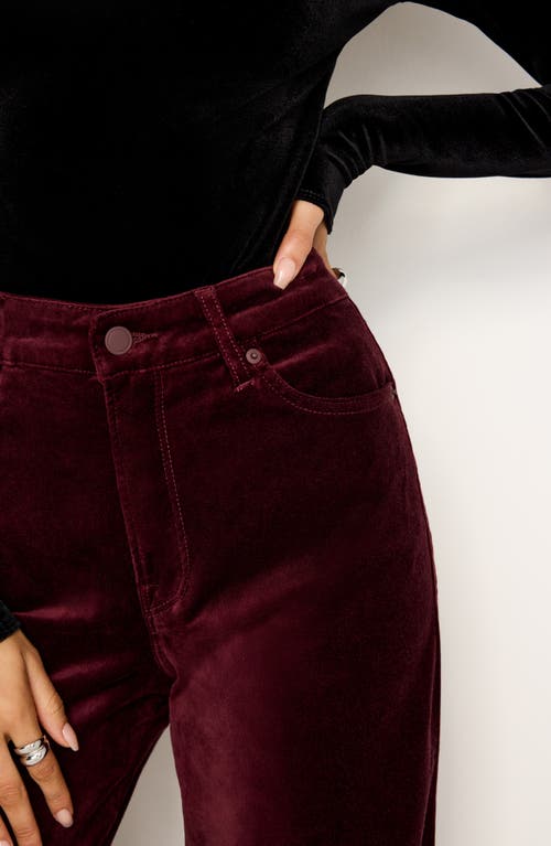 Shop Good American Good Skate High Waist Velvet Wide Leg Pants In Oxblood002