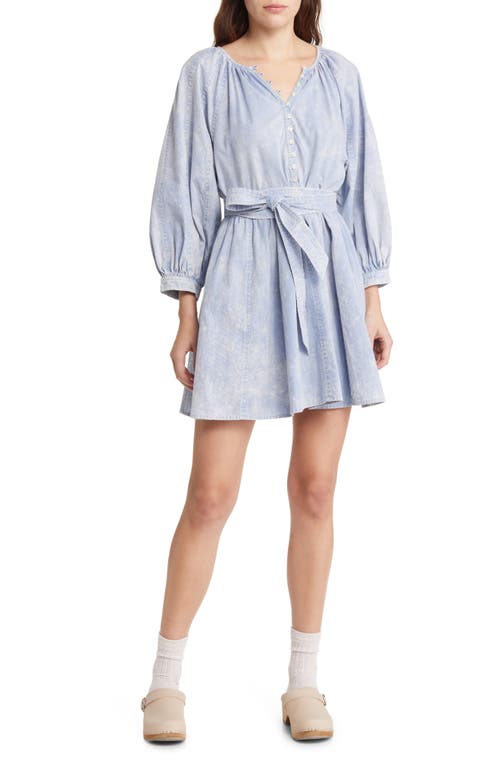THE GREAT. The Coast Walk Long Sleeve Cotton Dress in Hand Dyed Mottled Wash