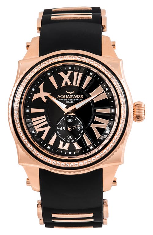 Shop Aquaswiss Swissport A Leather Strap Watch, 43mm X 53 Mm In Black/rose