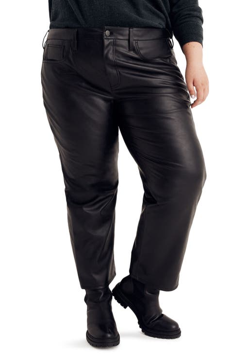 The Perfect High Waist Straight Leg Pleather Edition Faux Leather Jeans (Plus)