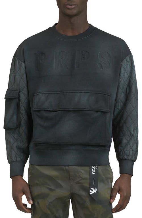 PRPS Olympic Cotton Cargo Sweatshirt Black at Nordstrom,