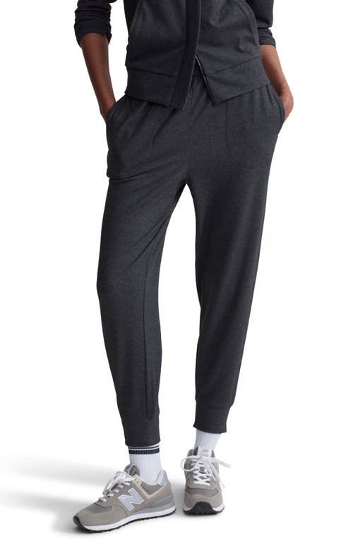 Shop Varley Brushed Rib Knit Slim Joggers In Black Marl