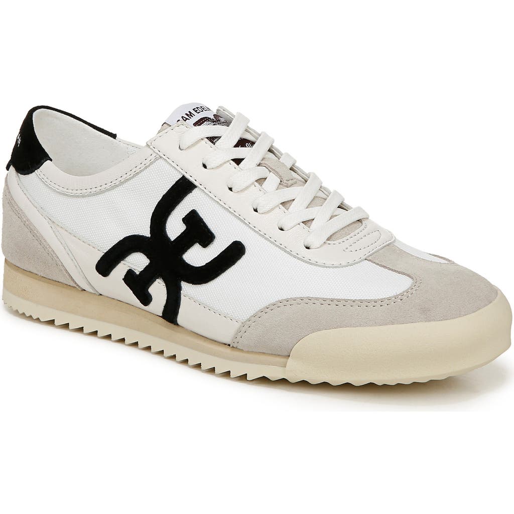 Sam Edelman Womens White Ivey Branded Leather And Suede Low-top Trainers In Greige/bright White/black