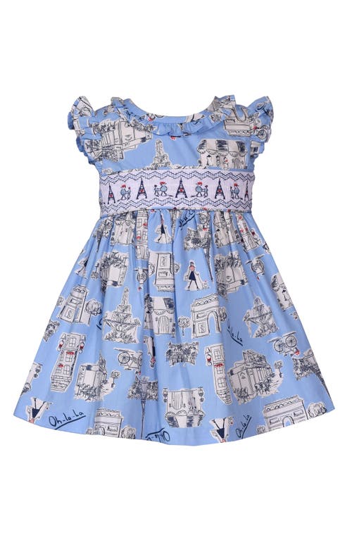 Iris & Ivy Paris Smocked Party Dress & Bloomers In Blue