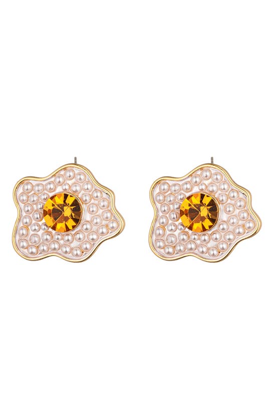 Eye Candy Los Angeles Sunny Side Imitation Pearl Stud Earrings In Gold