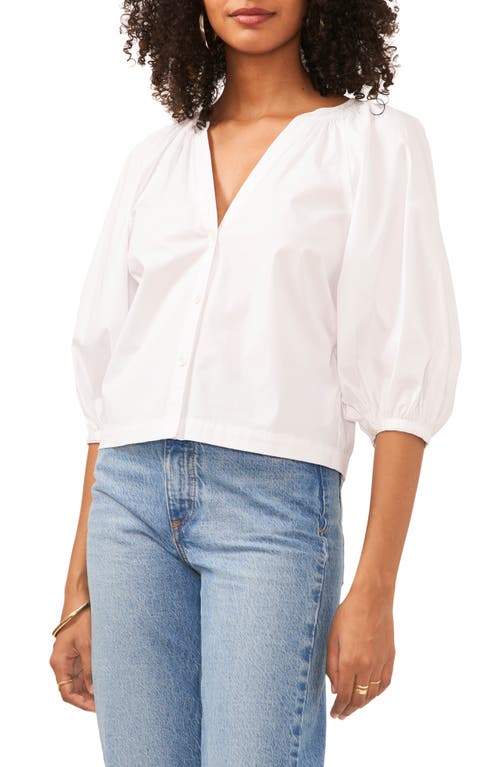 Vince Camuto Cotton Poplin Button-Up Top in Ultra White at Nordstrom, Size Large