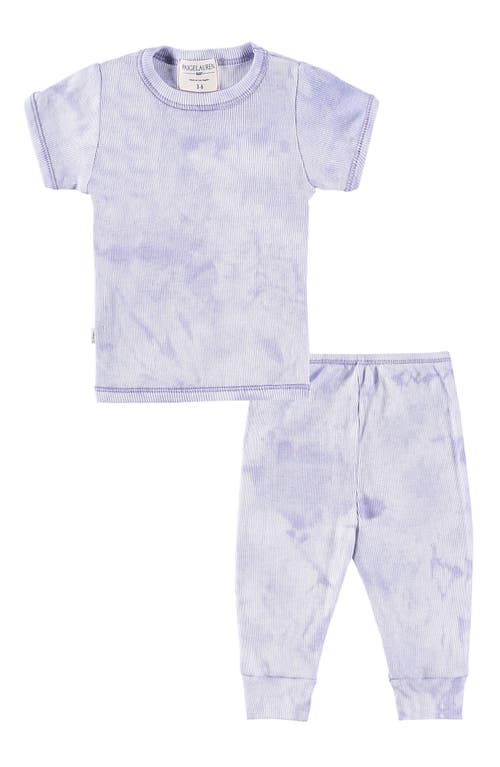 Shop Paigelauren Marble Dye Rib T-shirt & Pants Set In Purple