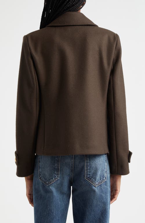 Shop Nili Lotan Ornella Crop Virgin Wool Peacoat In Cocoa