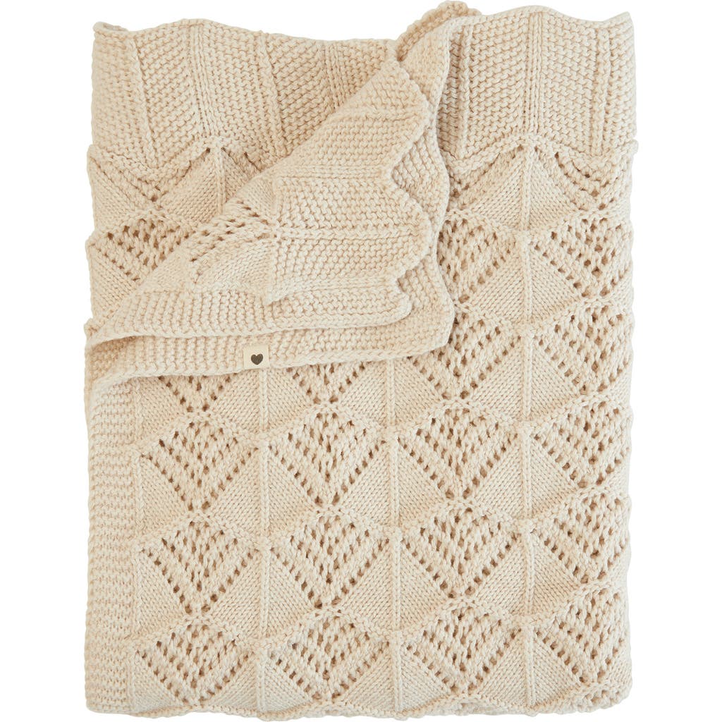 Bibs Organic Cotton Wavy Knit Baby Blanket In Ivory