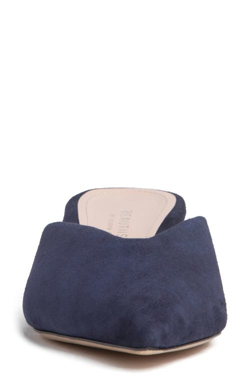 Shop Beautiisoles Gal Pointed Toe Kitten Heel Mule In Navy