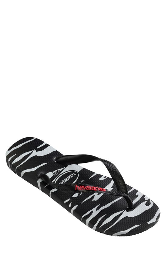 Havaianas Top Camo Flip Flop In Black/ White Camo