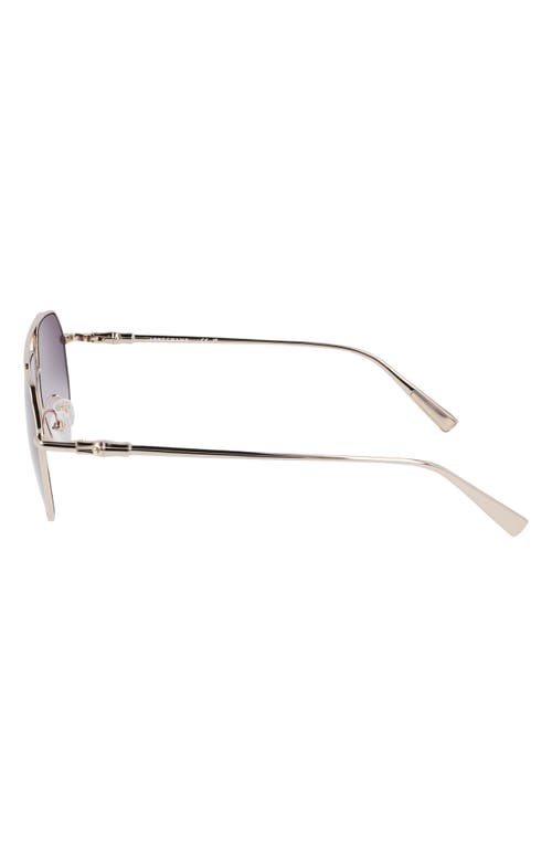 Longchamp Roseau 57mm Gradient Aviator Sunglasses In Gold/gradient Smoke
