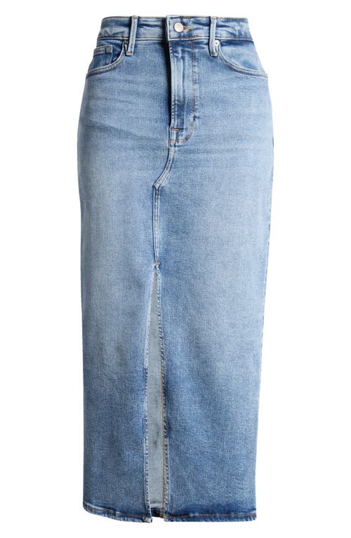 Shop Good American Front Slit Denim Midi Skirt In Indigo734