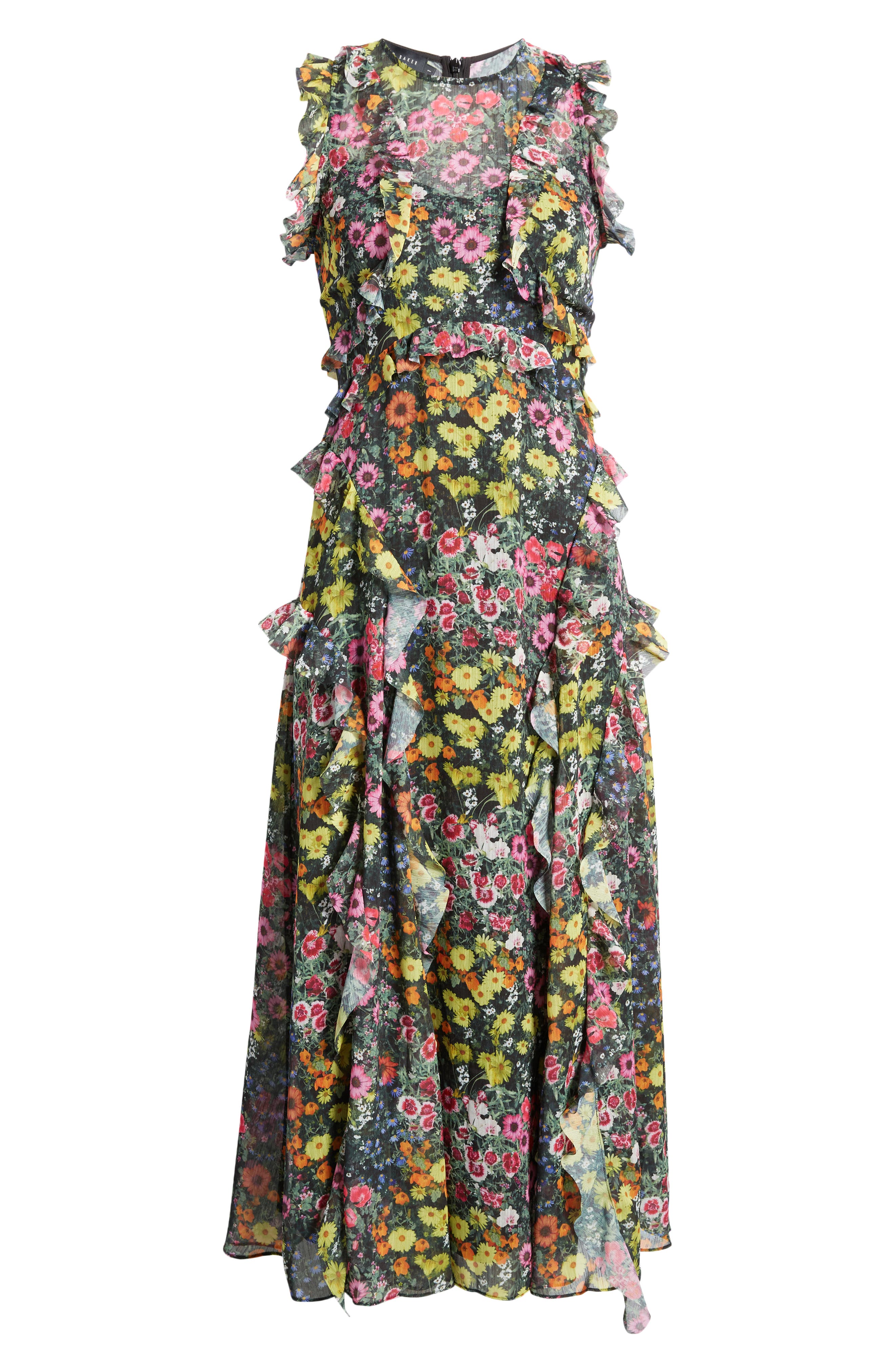 Ted Baker London Gloriha Waterfall Floral Sleeveless Midi Dress Nordstrom