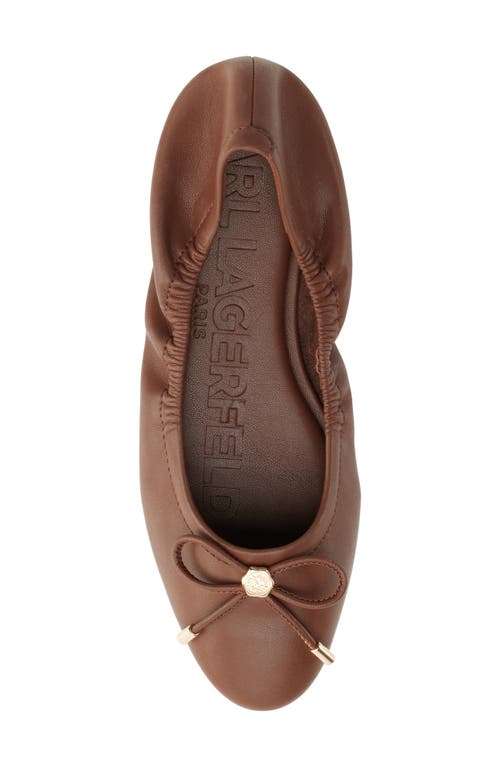 Karl Lagerfeld Velma Womens Bow Man Made Flat Shoes In Cognac