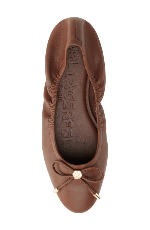 Shop Karl Lagerfeld Paris Velma Metallic Ballet Flat In Cognac