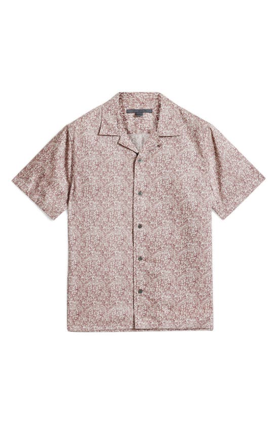 Shop John Varvatos Danny Jungle Print Camp Shirt In Mauvewood