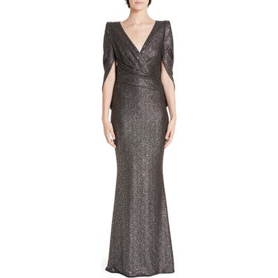 Talbot Runhof Sequined V-Neck Evening Dress