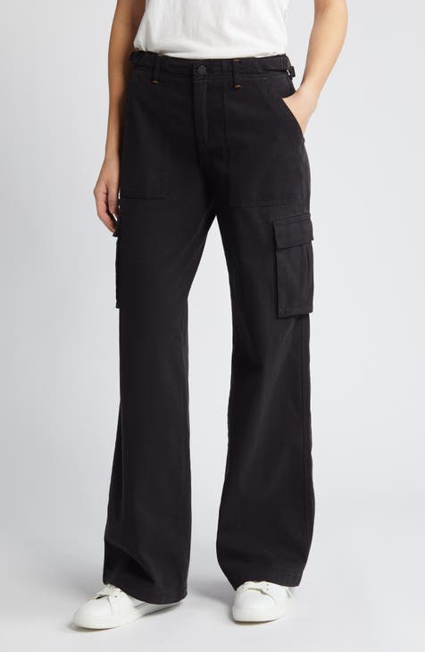 Black Cargo Pants Women Lightweight Trousers Cotton 2023 Summer
