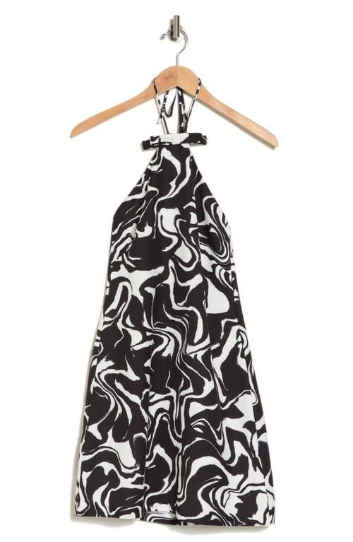 Shop Alexia Admor Zelle Halter Shift Dress In Black/white Abstract