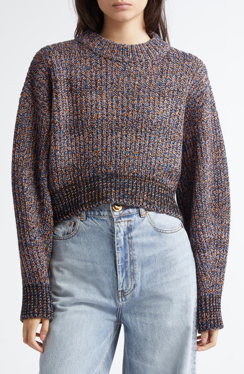 Shop Eenk Marled Mock Neck Crop Sweater In Orange/blue Multi