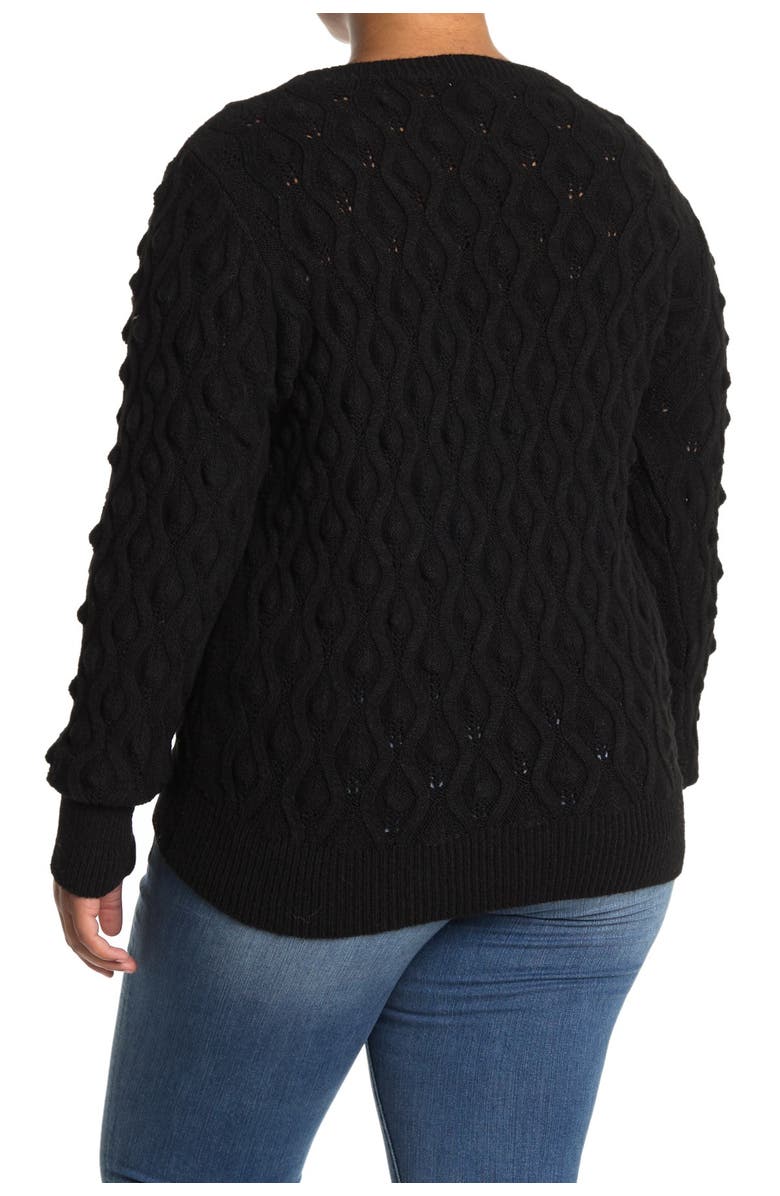 SWEET ROMEO Popcorn Pullover Sweater, Main, color, BLACK