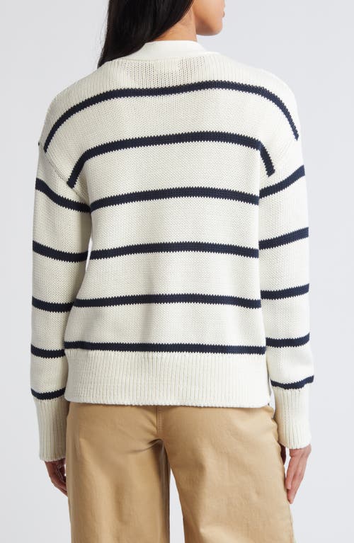 Shop Caslonr Caslon(r) Pima Cotton Cardigan In Ivory Cloud-navy Blazer Stripe