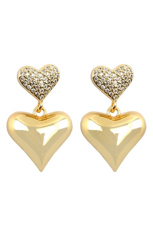 Panacea Pavé Double Heart Drop Earrings In Gold